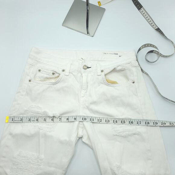 Rag & Bone Jeans Boyfriend Distressed Rebel Bright White Denim Pants Size 26 - Picture 8 of 8